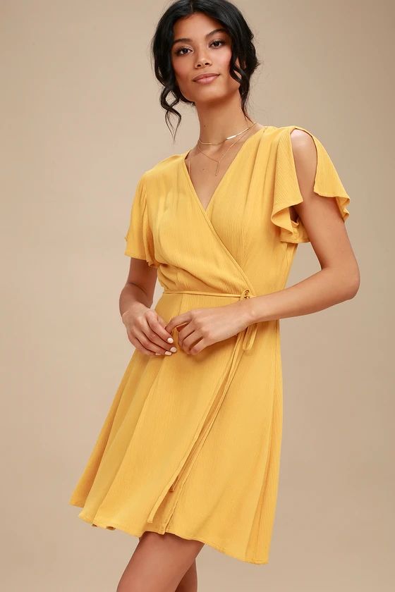Harbor Point Mustard Yellow Wrap Dress | Lulus (US)
