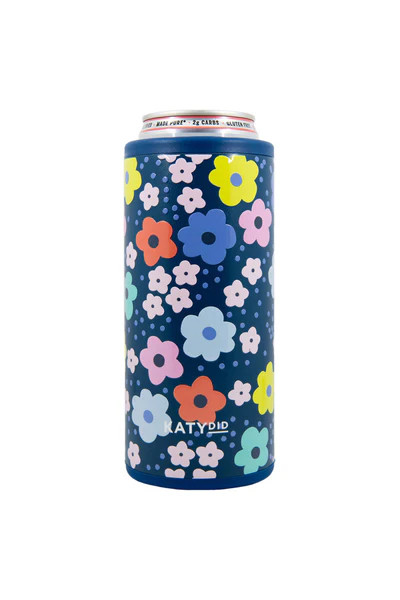 Navy Daisy Skinny Can Cooler | Katydid.com