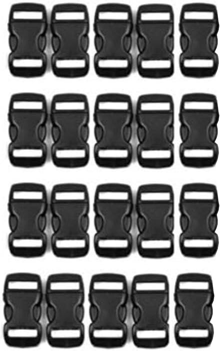3/8 Inch, 20 Pack Black Plastic Side Release Buckle for Paracord Bracelets (3/8") | Amazon (US)