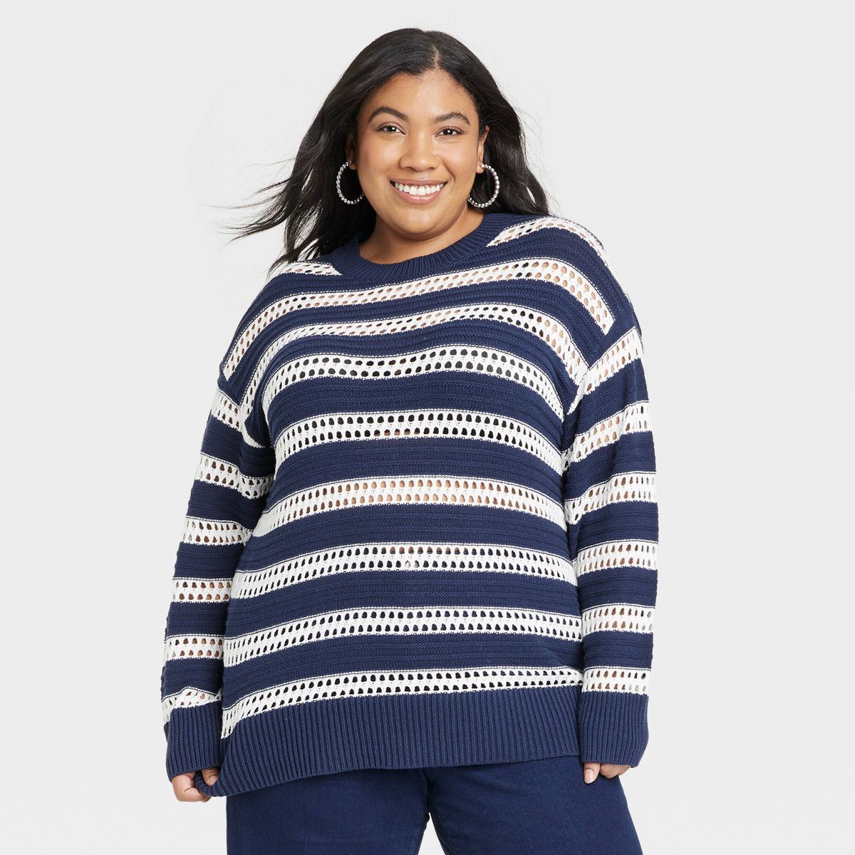 Women's Crewneck Crochet Sweater - Ava & Viv™ | Target