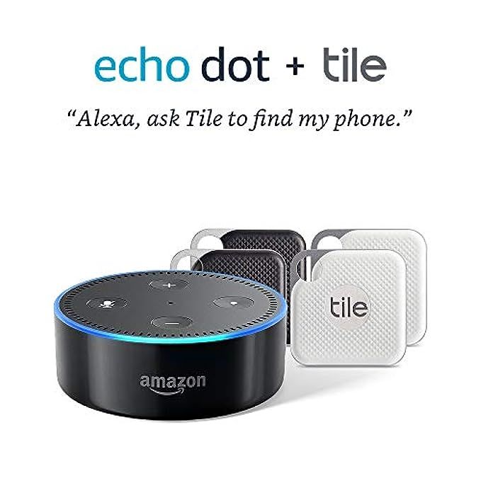 Echo Dot (2nd Gen) - Black with Tile Mate with Tile Pro with Replaceable Battery - 4 pack (2 x Black | Amazon (US)