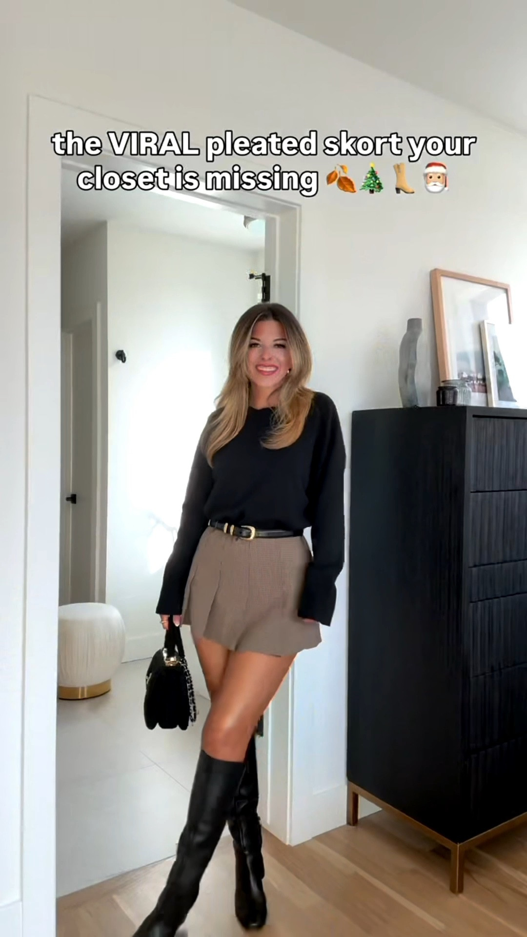 Abercrombie pleated skort I'm wearing on repeat this winter with black sweater and boots

Revolve code: tulip
Glow color: can't handle the heat

Wearing small tops
Xs in the skorts

Winter transitional
Holiday event
Workwear
Pleated skort
Chunky sweater
Nighty

#LTKHoliday #LTKSeasonal #LTKFindsUnder100