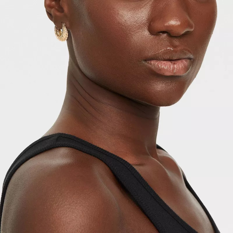 Textured Huggie Hoop Earrings - A New Day™ Gold | Target