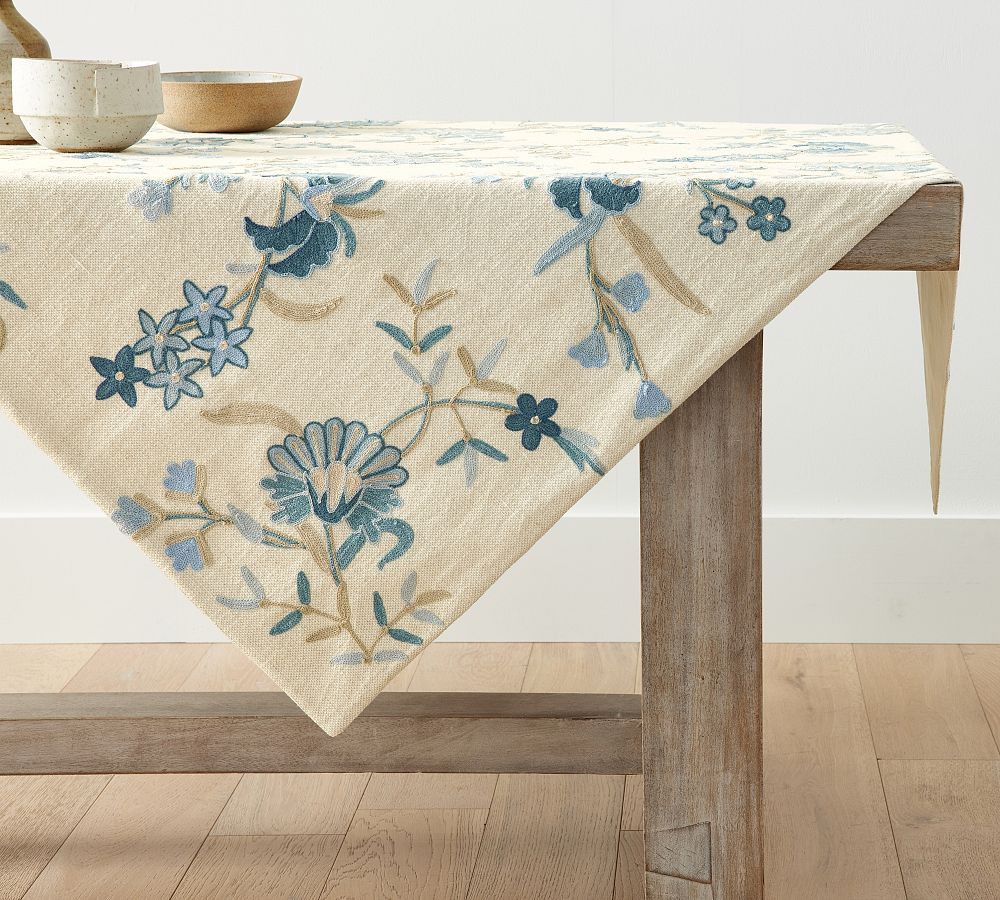Liana Crewel Cotton/Linen Embroidered Table Throw | Pottery Barn (US)