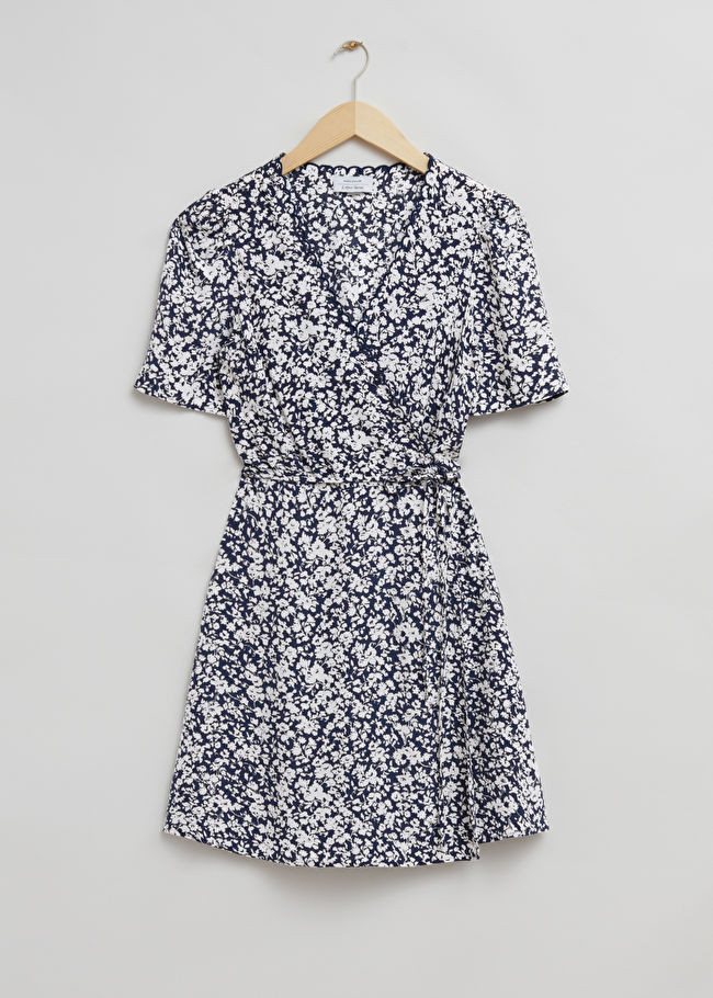 Printed Scallop Wrap Mini Dress | & Other Stories US