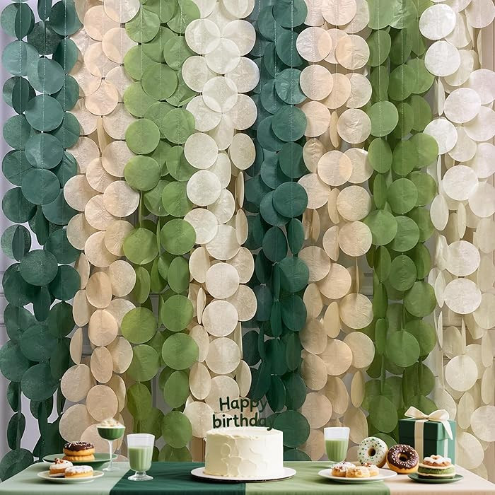 205 Ft Sage Green Party Decorations Oilve Green and Beige Circle Dot Backdrop Garland Tissue Pape... | Amazon (US)