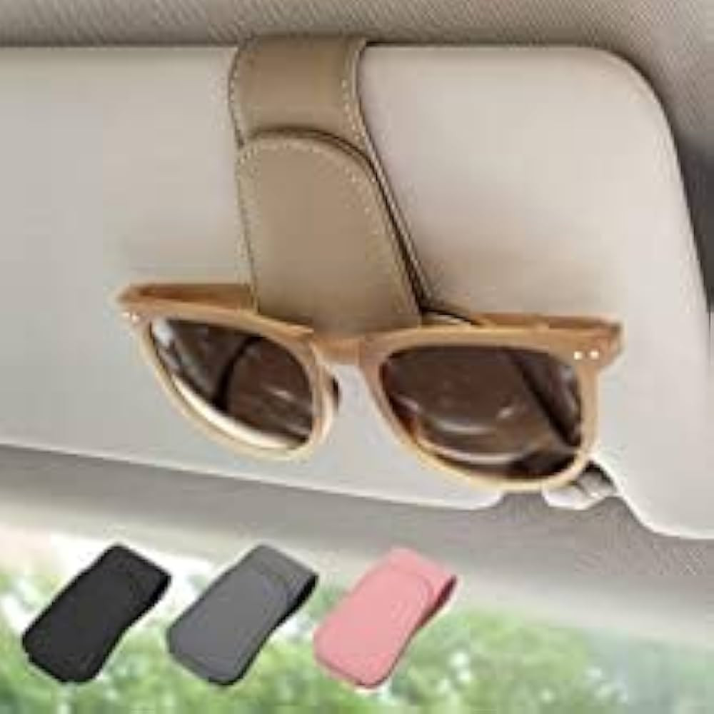 TUUFUN Magnetic Leather Sunglass Holder, Eyeglass Hanger Clip for Car Sun Visor, Suitable for Dif... | Amazon (US)