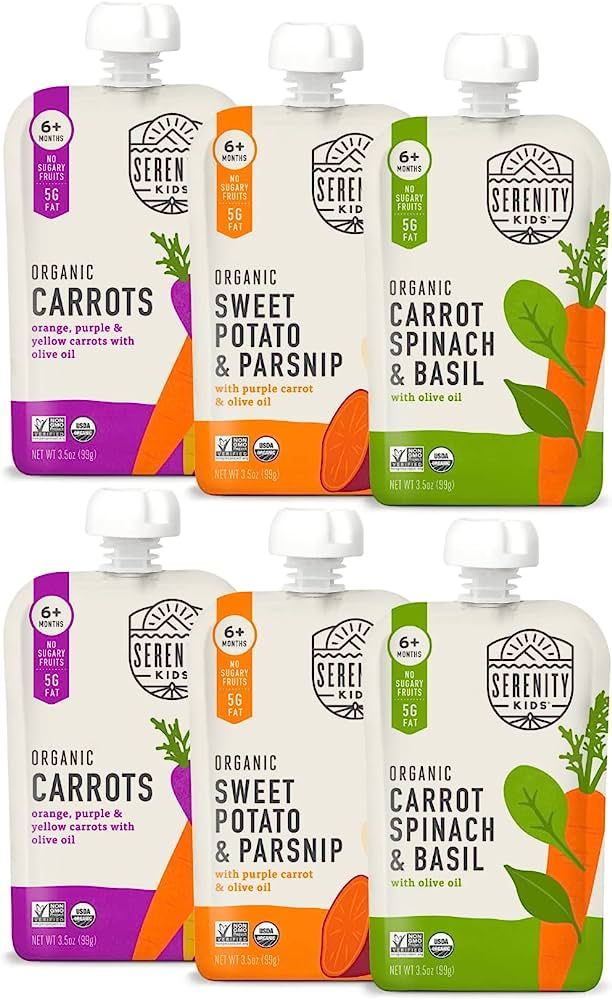 Serenity Kids 6+ Months Certified Organic Baby Food Pouches Veggie Puree | No Sugary Fruits or Ad... | Amazon (US)