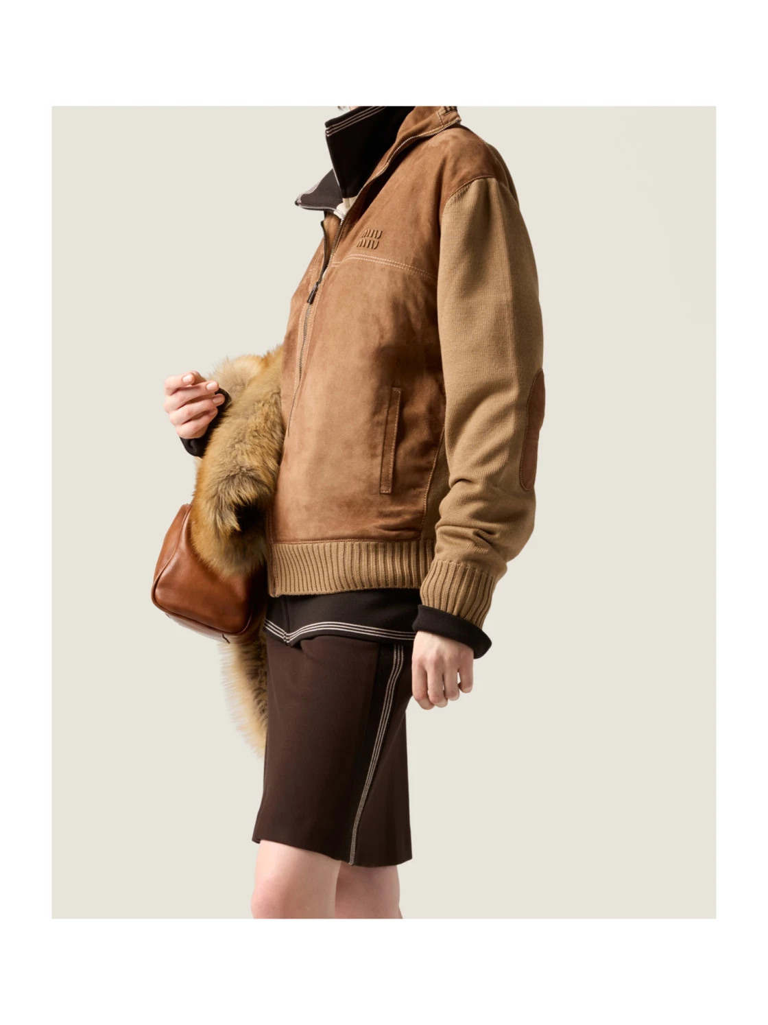 Miu Miu Knitted-Sleeved Bomber Jacket | Senser US