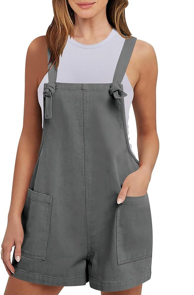 ANRABESS Women's Overalls Summer Casual Loose Sleeveless Adjustable Straps Bib Shorts Romper with... | Amazon (US)