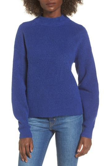 Women's Leith Cozy Ribbed Pullover, Size X-Small - Blue | Nordstrom