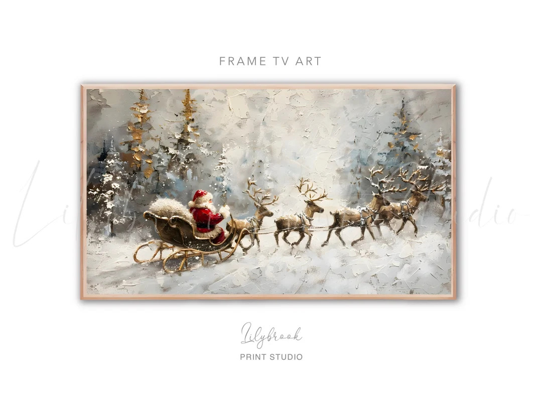 Santa Painting Frame TV Art: Christmas Digital Download - Etsy | Etsy (US)