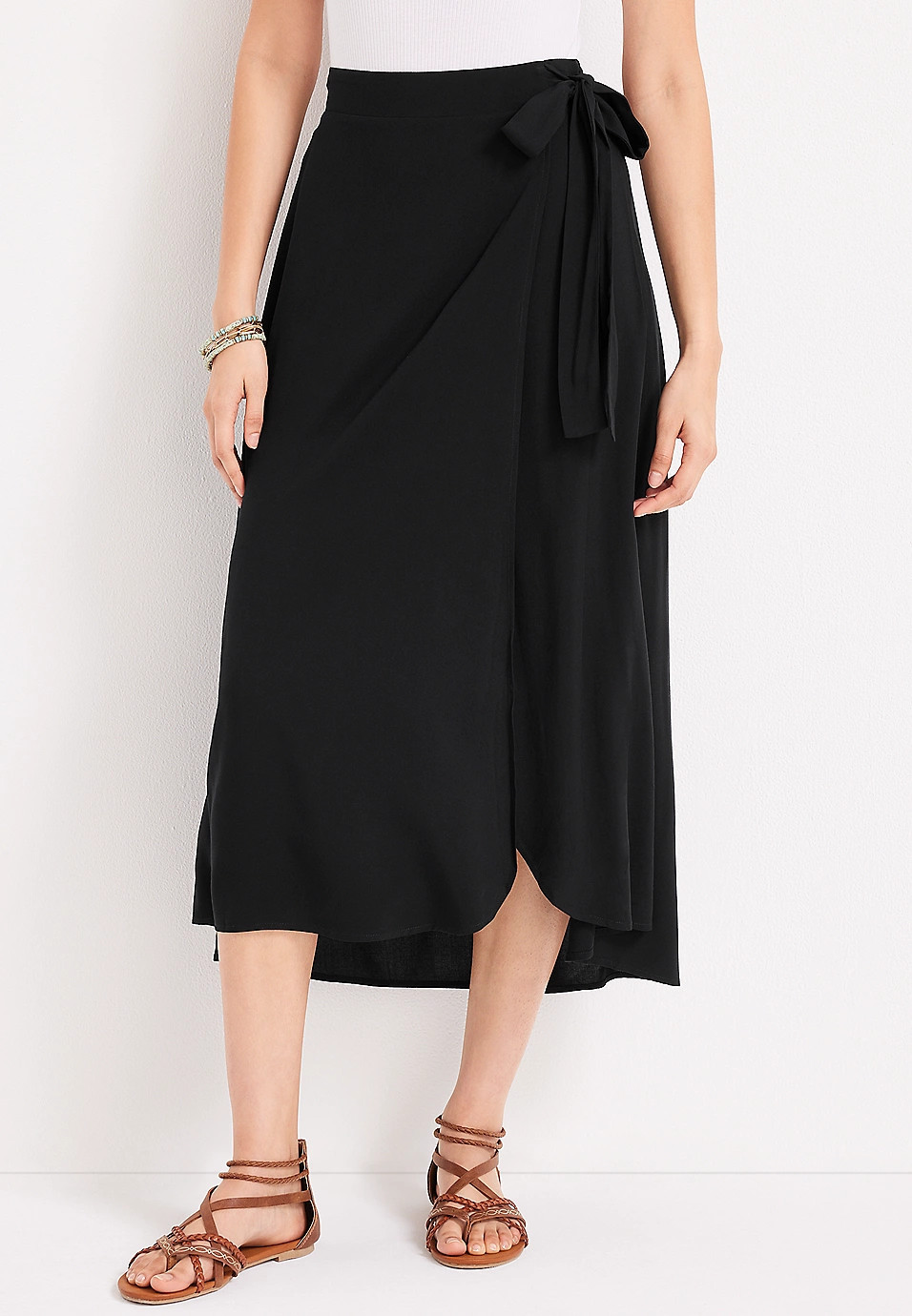 High Rise Faux Wrap Maxi Skirt | Maurices