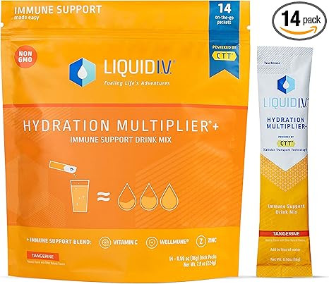 Liquid I.V. Hydration Multiplier + Immune Support, Easy Open Packets, Fresh Tangerine Flavor | 14... | Amazon (US)