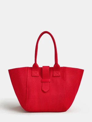 Ribbed Knitted Large Casual Tote Handbag | Commense