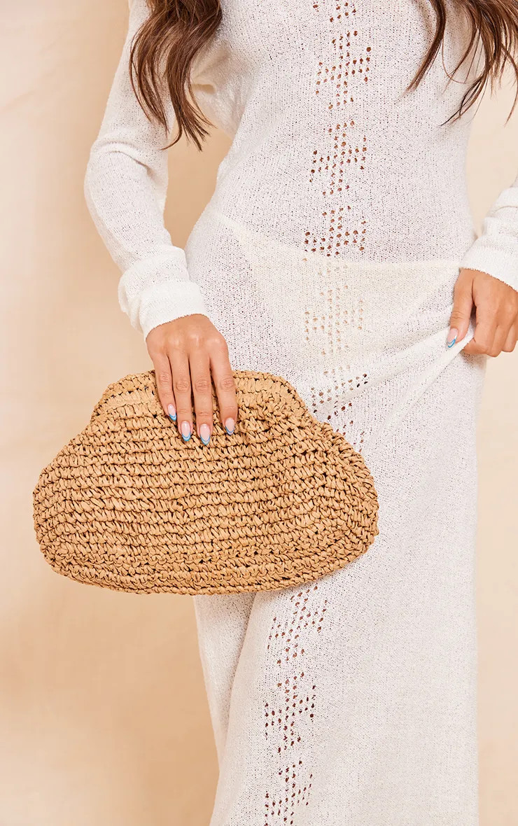 Natural Raffia Slouchy Clutch | PrettyLittleThing UK