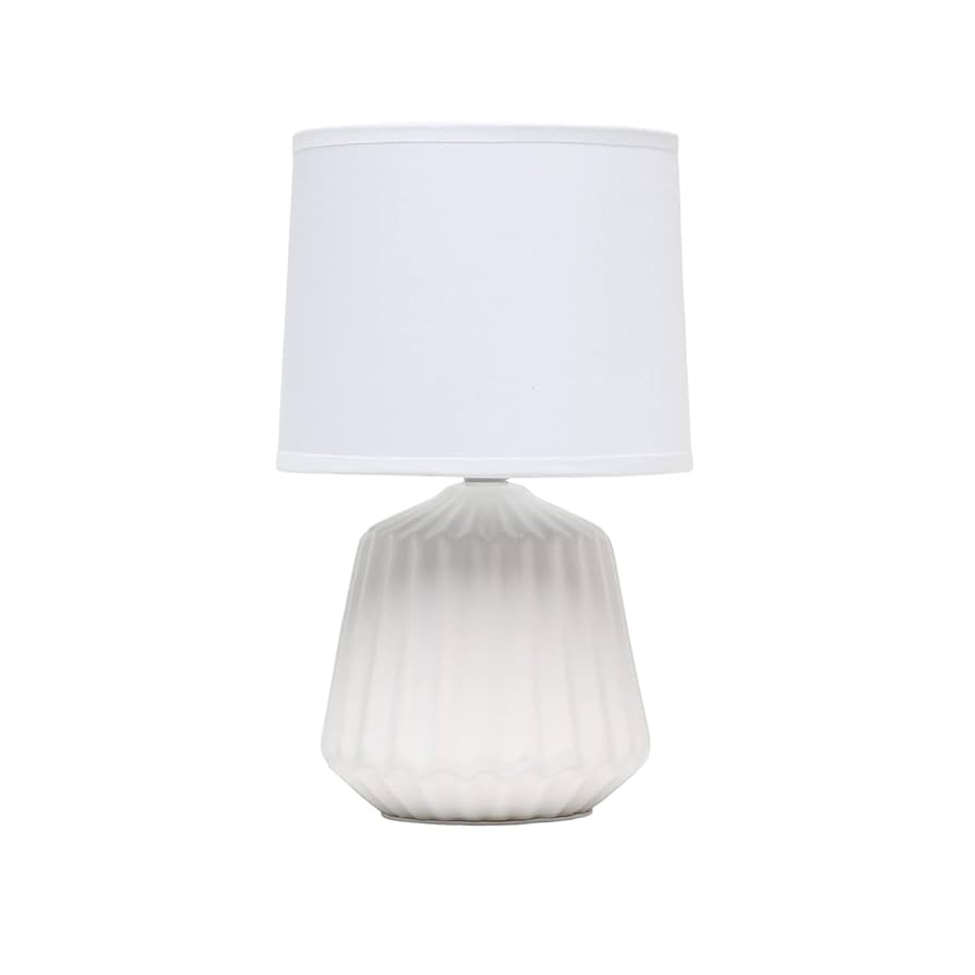 Simple Designs LT1120-OFF Petite Mini Pleated English Ceramic Base Table Lamp, Off White | Amazon (US)