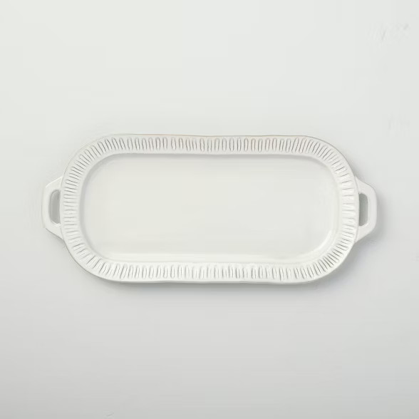 Fluted Stoneware Serve Tray Cream - Hearth & Hand™ with Magnolia | Target