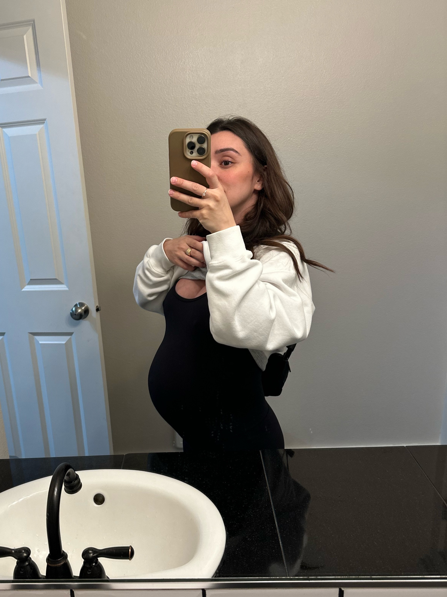 The best maternity jumpsuit. Soft, comfortable, stretchy. You can’t see my “mama” t shirt under my sweatshirt but it is so soft and so cute. Also, the jumpsuit is surprisingly easy to slip off when you need to use the bathroom every 30 minutes - IYKYK. haha 

#LTKstyletip #LTKfindsunder50 #LTKbump