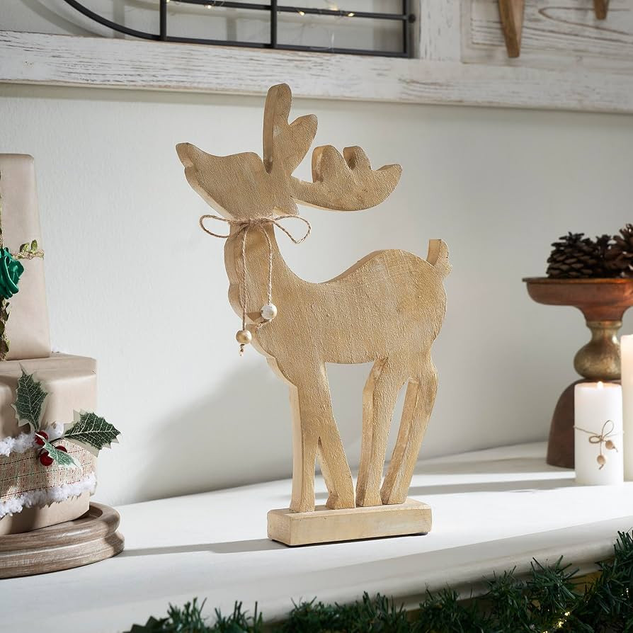 VHC Brands Pretty Prancer Brushed Gold Wooden Deer 11x7x2 | Amazon (US)