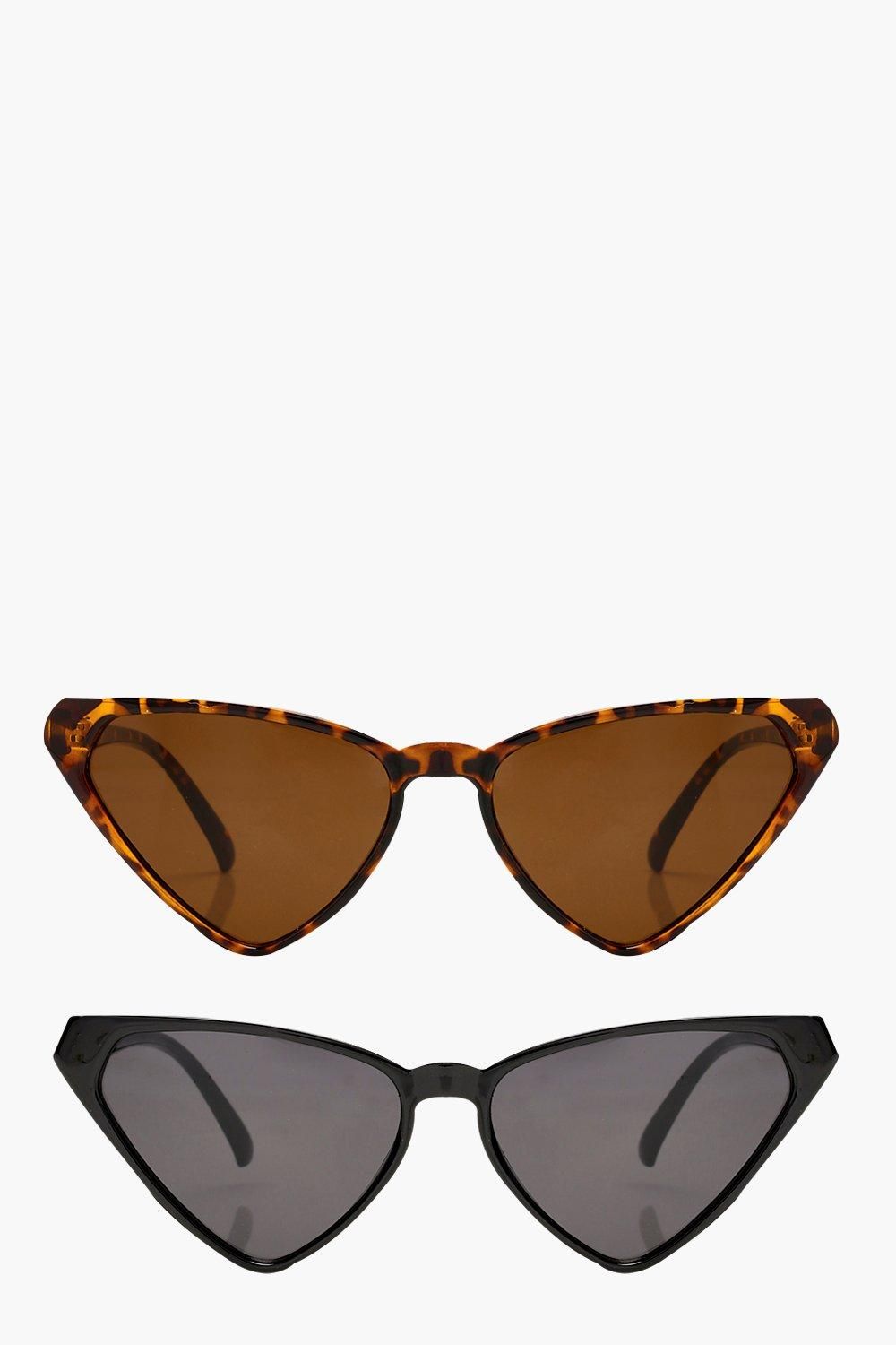 2 Pack Triangular Cat Eye Sunglasses | Boohoo.com (US & CA)