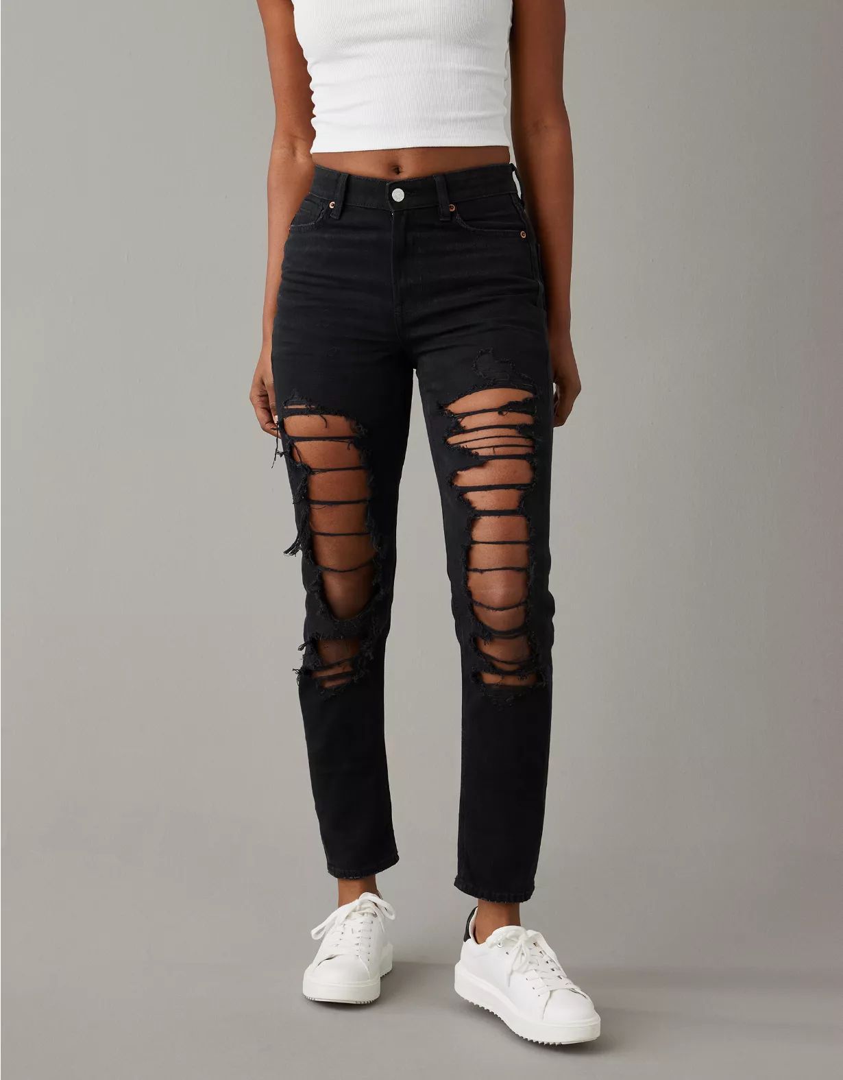 AE Strigid Ripped Mom Jean | American Eagle Outfitters (US & CA)