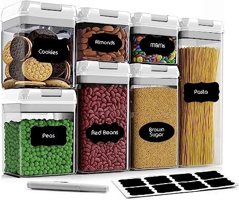 Airtight Food Storage Container Set-CINEYO-7 Piece Set Clear Plastic Canisters For Cereal, Flour ... | Amazon (US)