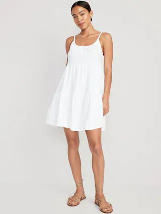Braided-Strap Tiered Mini Swing Dress for Women | Old Navy (US)