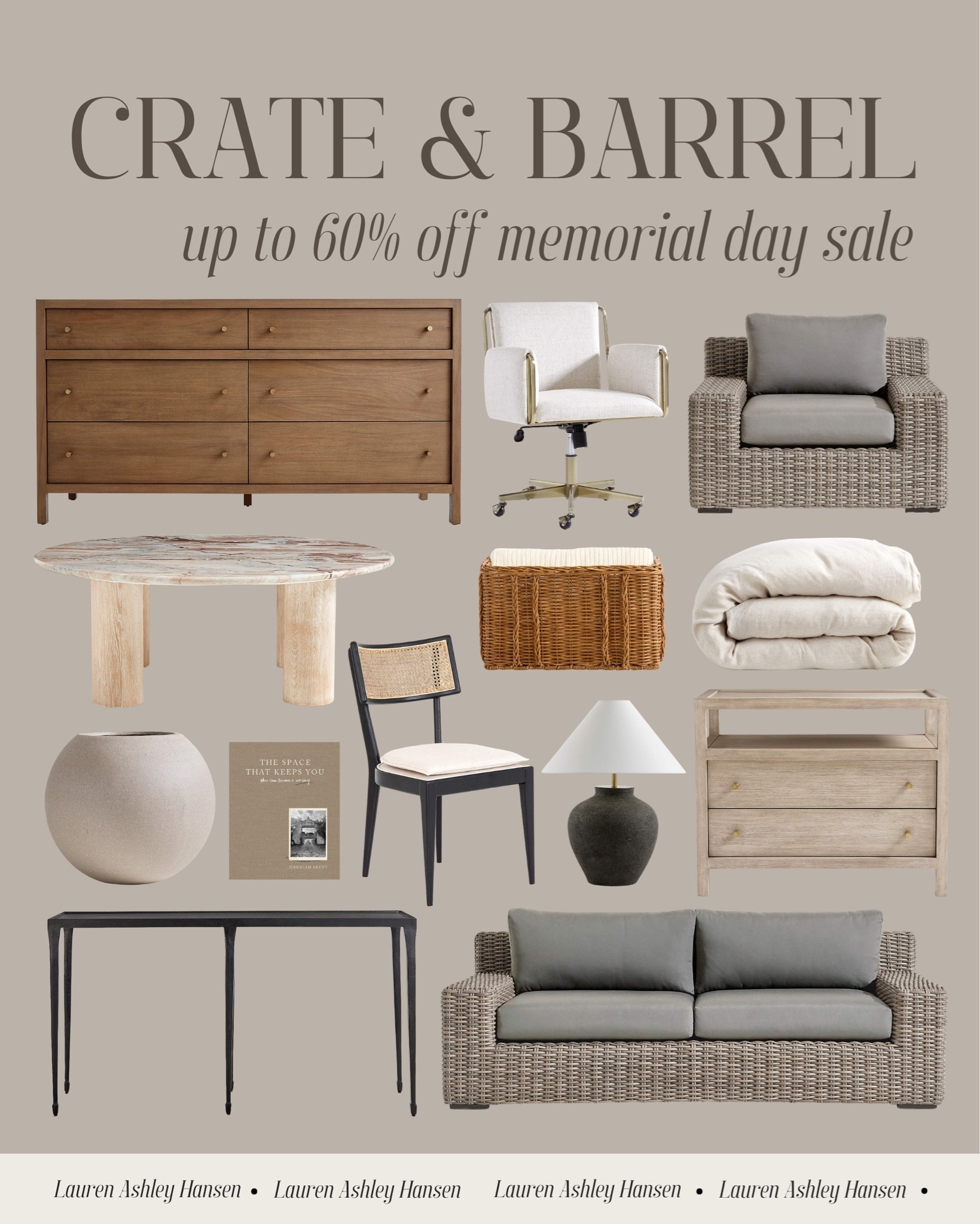 Crate & Barrel is having a huge Memorial Day sale of up to 60% off!! So many of my favorite pieces in our home that have never gone on sale are included! Our dresser, coffee table, and even our outdoor furniture!

#LTKHome #LTKSaleAlert