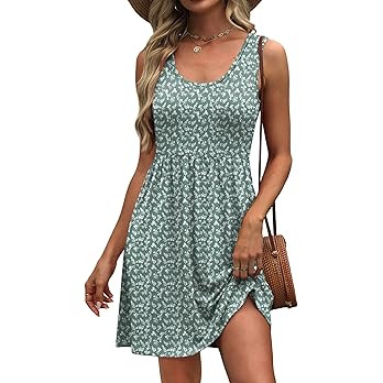 WIHOLL Women's Summer Dress 2026 A-Line Sleeveless Casual Sundress with Pockets Floral/Solid | Amazon (US)