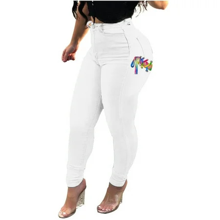 XZTZ Women s High Rise Bold Boot Jean White Jeans Women Skinny White XXL | Walmart (US)