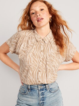 Printed Dolman-Sleeve Pocket Blouse for Women | Old Navy (US)