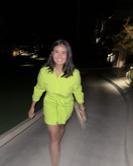 Vacation dinner outfit! Love this green dress from Simkhai!

#LTKTravel #LTKShoeCrush #LTKStyleTip