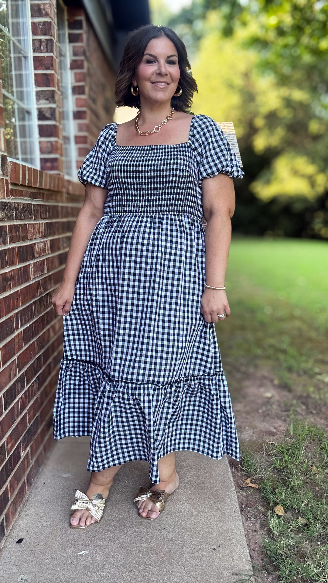 This Walmart dress is perfect for fall family photos and so comfortable! I’m in the XL. Top is fully smocked so no need to size up if you have a bigger bust.

#LTKOver40 #LTKMidsize #LTKSeasonal