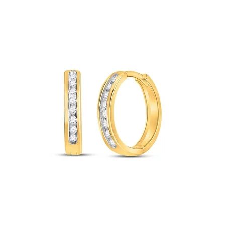 10k Yellow Gold Womens Round Diamond Hoop Earrings 1/4 Cttw | Walmart (US)