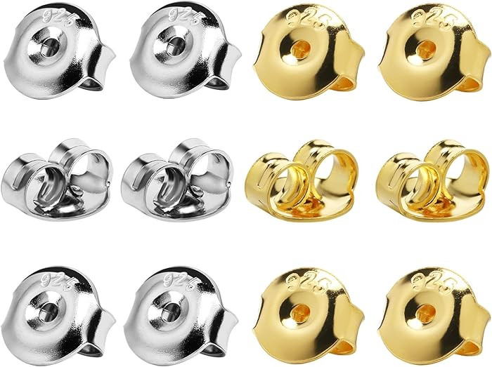 DELECOE 14K Gold Plated Earring Backs Replacements, 925 Sterling Silver Hypoallergenic Secure Gol... | Amazon (US)