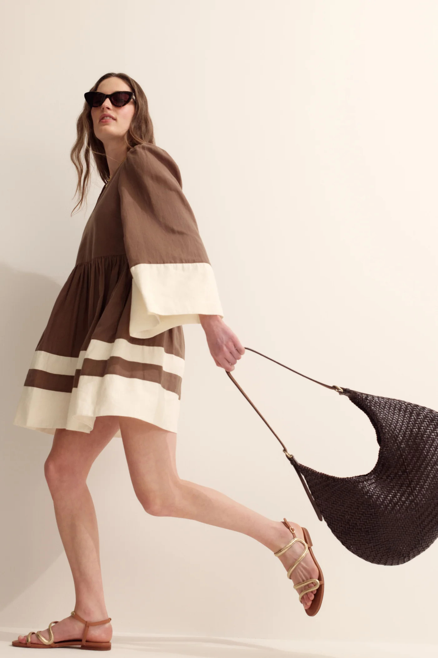 Mocha and Cream Cotton Linen Izzie Dress | Tuckernuck (US)