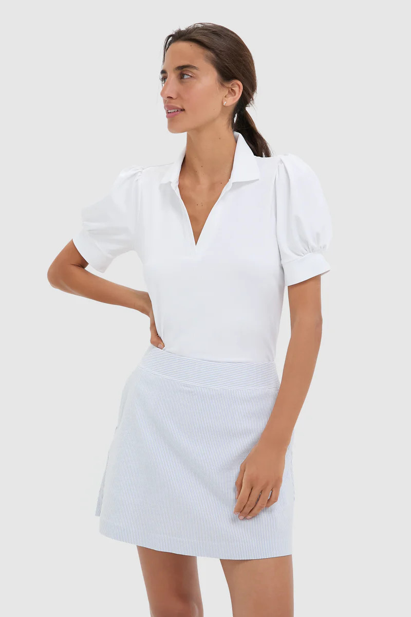 White Puff Sleeve Performance Jersey Caroline Polo | Tuckernuck (US)