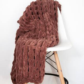 DONNA SHARP Rust Chenille Chunky Knit Throw-70078 - The Home Depot | The Home Depot