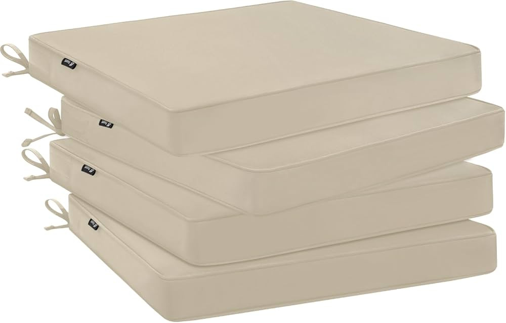 Favoyard Outdoor Chair Cushions 17"W x 16"D x 2"T Set of 4 Patio Chairs Cushions 3-Year Fade Resi... | Amazon (US)