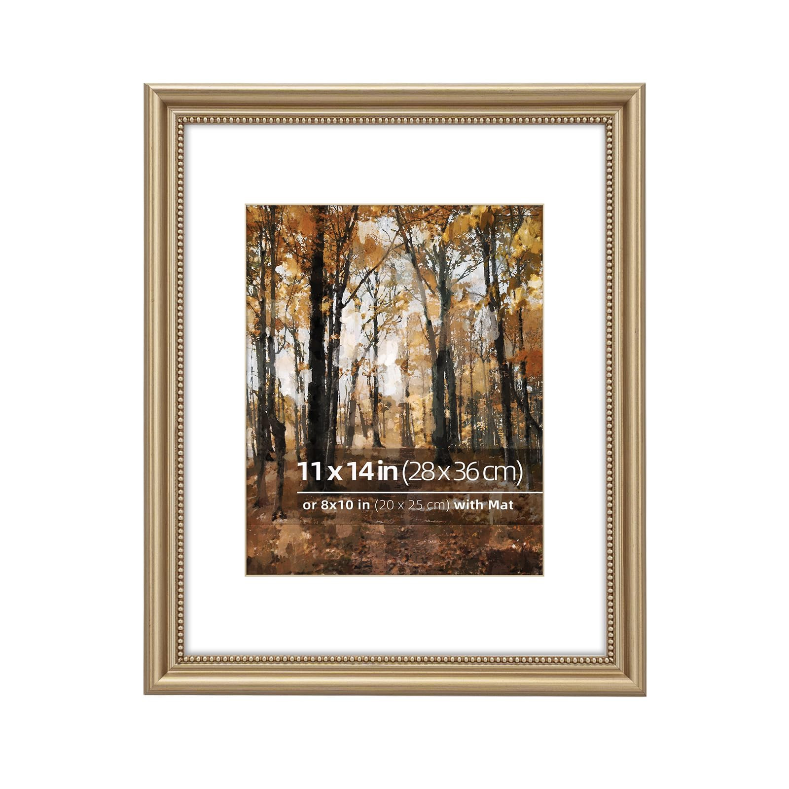 Eitida 11x14 in Wood Classic Gallery Picture Frame, Ornate Beaded Inner, Matted for 8x10 Photo, V... | Amazon (CA)