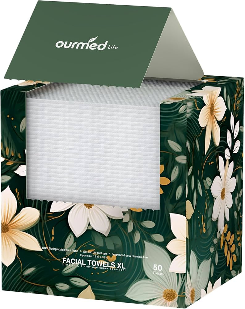 Ourmed Life Disposable Face Towel | Lint-Free 100% USDA Biobased Clean Towels | Makeup Remover Dr... | Amazon (US)