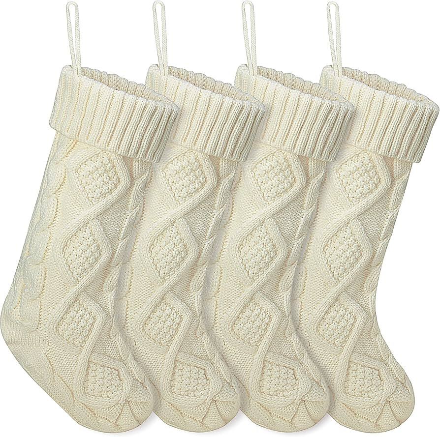 Komotu 4 Pack Knit Christmas Stockings, 18" Double-Sided Cable Knitted Christmas Stockings Gifts ... | Amazon (US)