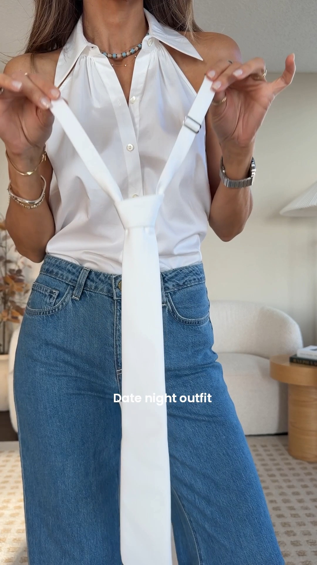 Date night outfit: borrowed from the boys…but make it feminine 🤍✨ 

Borrowing from the boys has always been one of my favorite style tricks. Think oversized blazers and trousers, but a detail like a tie instantly makes a simple jeans-and-top outfit feel polished, unexpected, and effortlessly chic. What do you think? 

Comment TIE and I’ll send you links to everything I’m wearing. 🤍

Jeans on sale - tts/25
Top xs

#LTKootd #LTKgrwm #LTKSeasonal