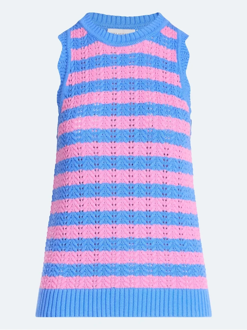 Free Assembly Women's Crochet Cotton Racerback Tank Top, Lightweight, Sizes XS-XXL | Walmart (US)