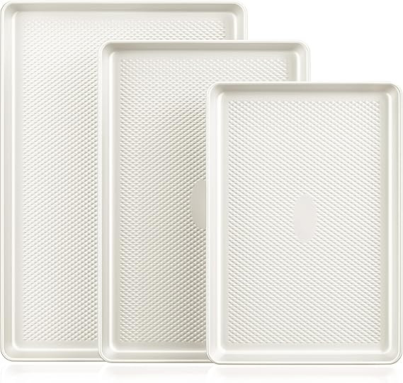 HONGBAKE Baking Sheet Pan Set, Cookie Sheets for Oven, Nonstick Half/Quarter/Jelly Roll Pans with... | Amazon (US)