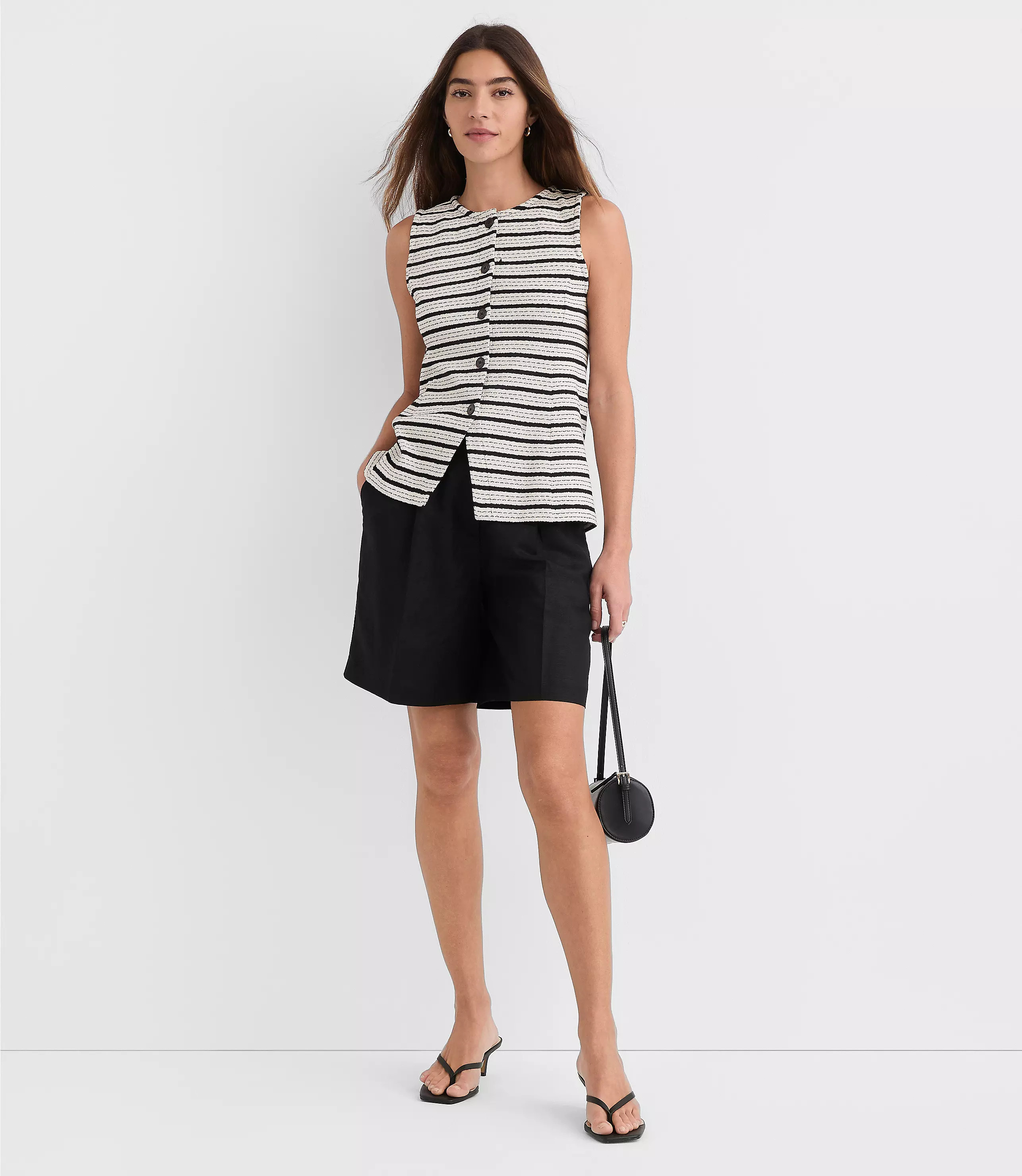 Stripe Textured Knit Vest | LOFT