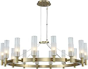 Amazon.com: Kalco 509672WB Lorne - 34" 48W 16 LED Chandelier, Winter Brass Finish with Clear Glas... | Amazon (US)