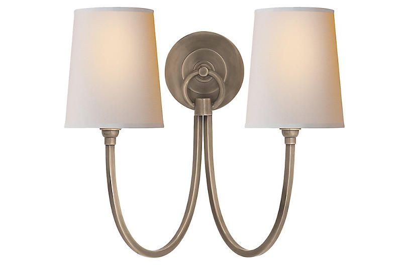 Reed Double Sconce, Antiqued Nickel | One Kings Lane