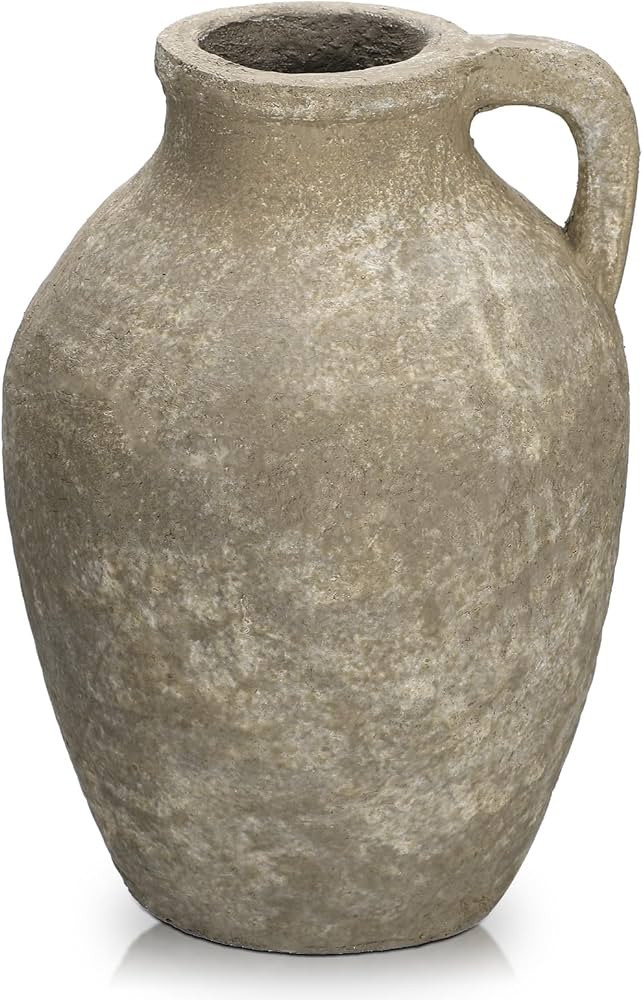 Ceramic Rustic Farmhouse Vase, 9 inch Ceramic Oatmeal Flower Vase for Centerpieces Pampas Grass P... | Amazon (US)